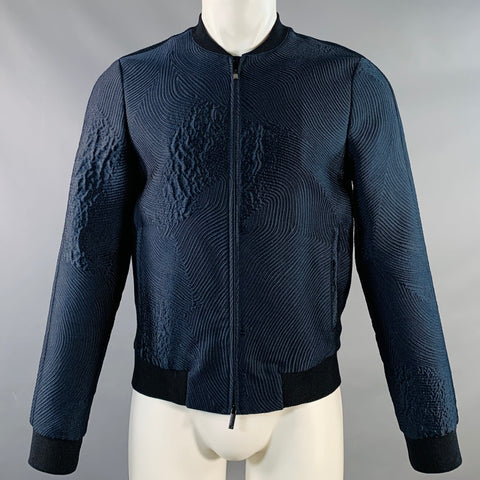 EMPORIO ARMANI Size XS Navy Black Embroidery Bomber Jacket