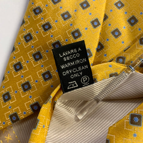 ERMENEGILDO ZEGNA  One Size Yellow Light Blue Diamond Silk Tie