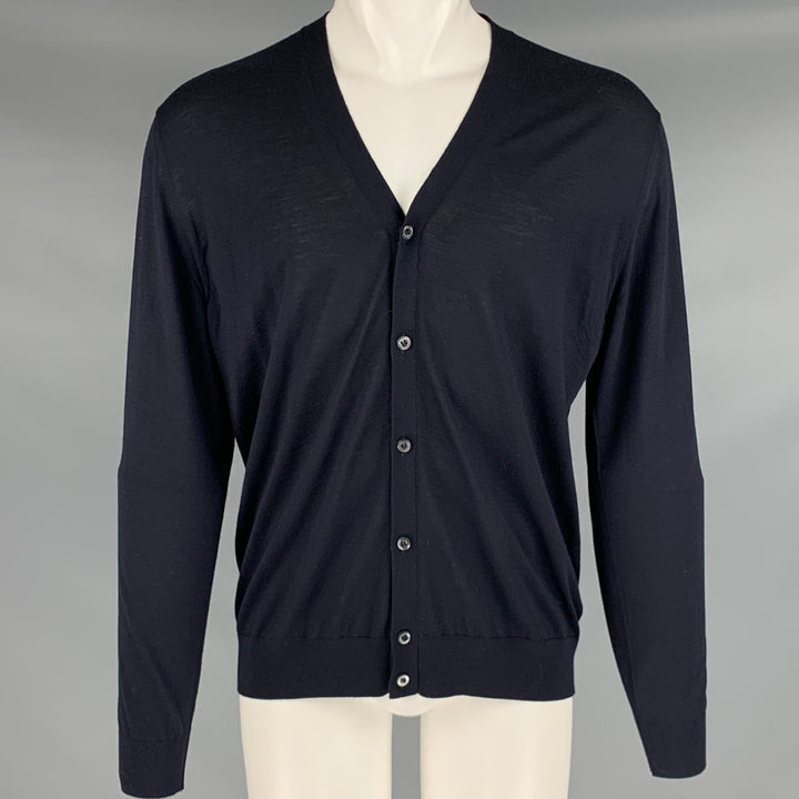PRADA Size M Navy Knit Wool Buttoned Cardigan