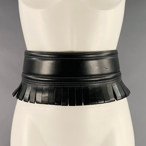 ALAIA Size 27 Black Fringe Leather Belt
