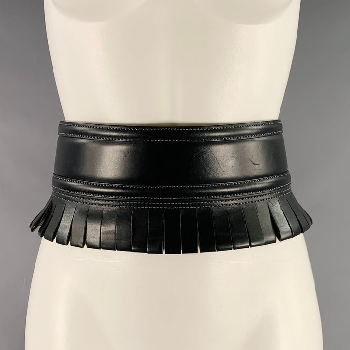 ALAIA Size 27 Black Fringe Leather Belt