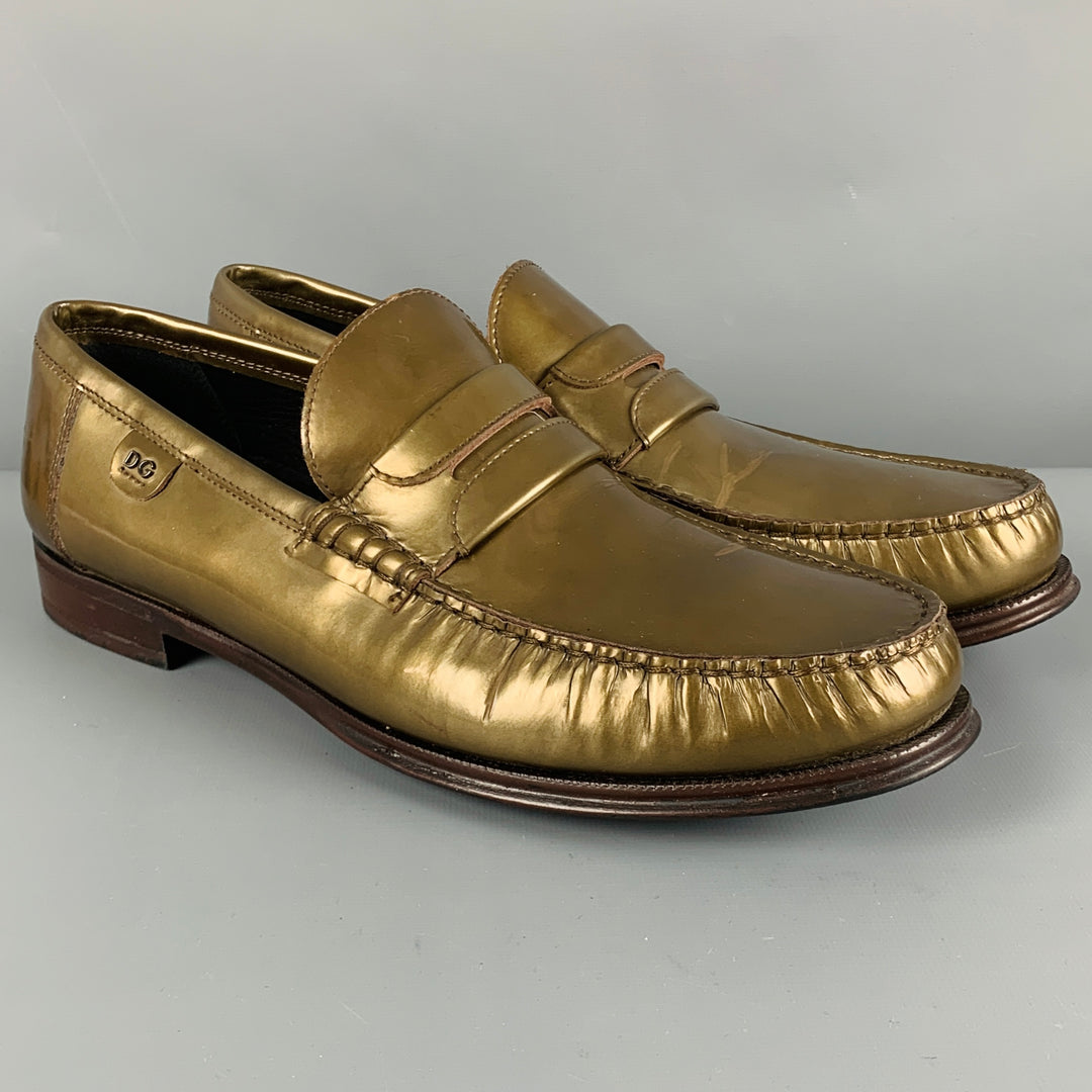 DOLCE & GABBANA Size 8 Green Patent Leather Penny Loafers