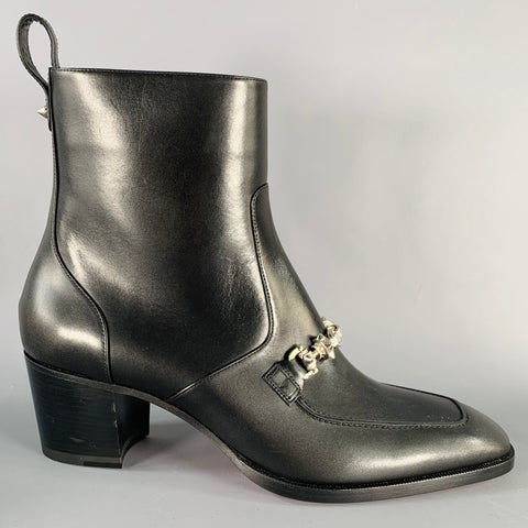 CHRISTIAN LOUBOUTIN Size 10 Mayerswing Black Leather Side Zipper Red Sole Boots