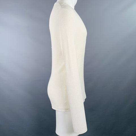BILLY REID Size M Off White Waffle Knit Cotton Cashmere Long Sleeve T-shirt