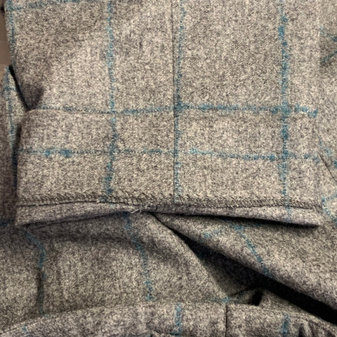 Pantalon de costume INCOTEX taille 32, motif fenêtre, laine plissée, coupe ajustée, gris sarcelle