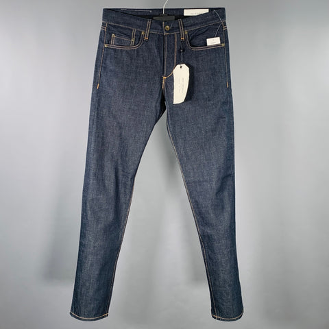 RAG & BONE Size 30 Navy Cotton Straight Selvedge Jeans