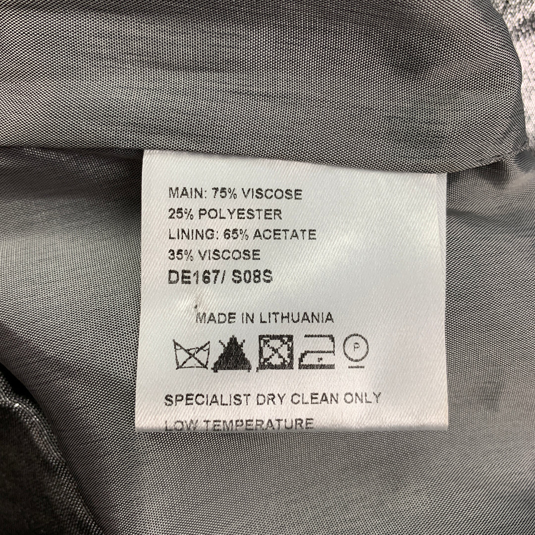 KAREN MILLEN Size 4 Silver Metallic Viscose Blend Strapless Above Knee Dress