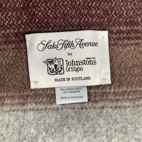 SAKS FIFTH AVENUE Brown Grey Stripe Cashmere Wool Scarves