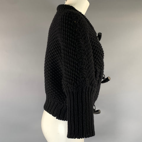 DSQUARED2 Size M Black Wool Knit Toggle Closure Sweater