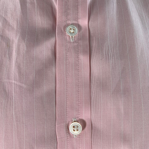 TURNBULL & ASSER Size L Pink White Pinstripe Cotton Long Sleeve Shirt