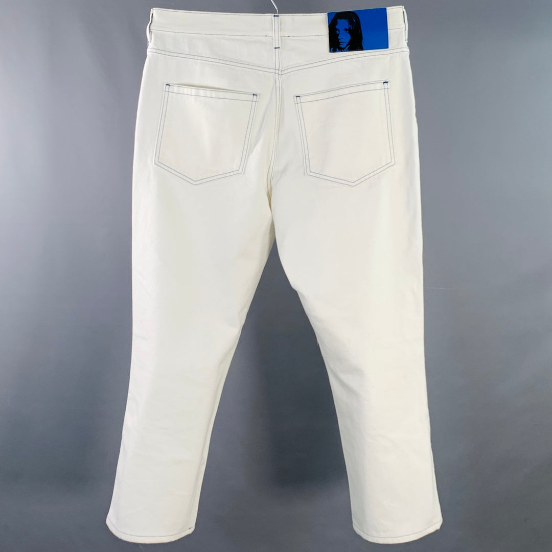 CALVIN KLEIN 205W39NYC x ANDY WARHOL Size 34 White Contrast Stitch Cotton Casual Pants