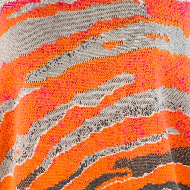 STELLA McCARTNEY Size 4 Orange Grey Pink Wool Cotton Marbled Animal Print Sweater