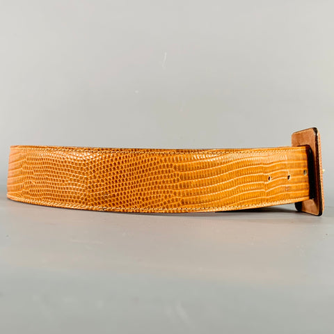 IL RICCIO Brown Snake Embossed Leather Belt