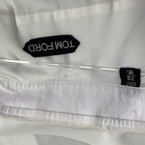 TOM FORD Size M White Cotton Curved Cutaway Long Sleeve Shirt