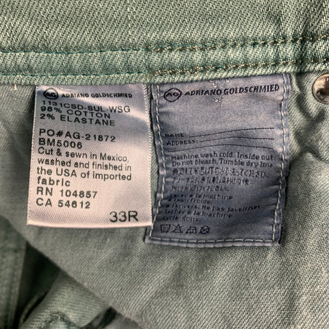 ADRIANO GOLDSCHMIED Size 33 -MATCHBOX- Green Cotton Blend 5 Pockets Casual Pants