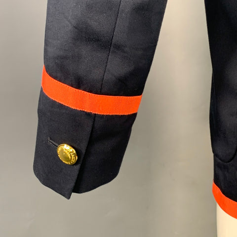 ROWING BLAZERS Size XS Navy Coral Cotton Ribbon Trim Notch Lapel Sport Coat