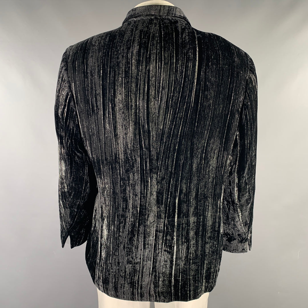 MASATOMO Size XXL Black Silver Velvet Viscose Silk Sport Coat