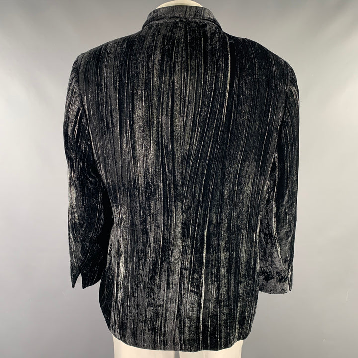MASATOMO Size XXL Black Silver Velvet Viscose Silk Sport Coat