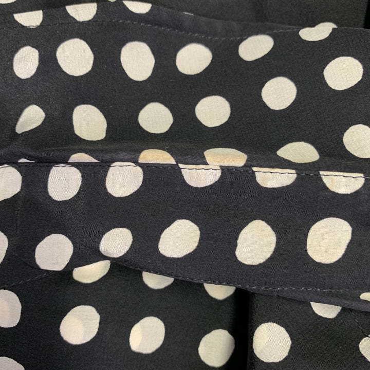 MAX MARA Size 4 Black White Silk Polka Dot Wrap Dress