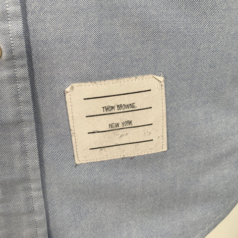 THOM BROWNE Size S Blue Oxford Cotton One Pocket Long Sleeve Shirt