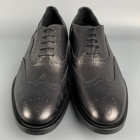 PAUL SMITH Size 9 Black Perforated Leather Wingtip Lace Up Shoes