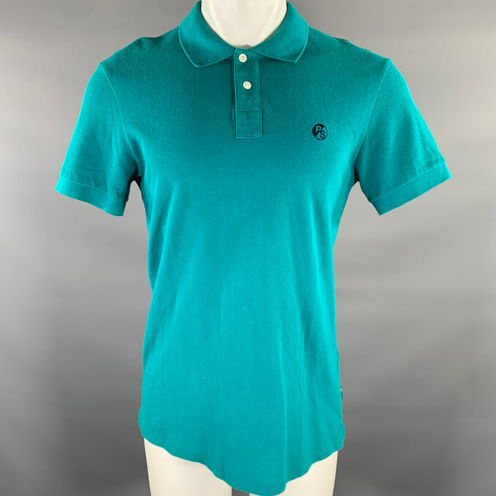 PS by PAUL SMITH Size M Turquoise Logo Cotton Polo