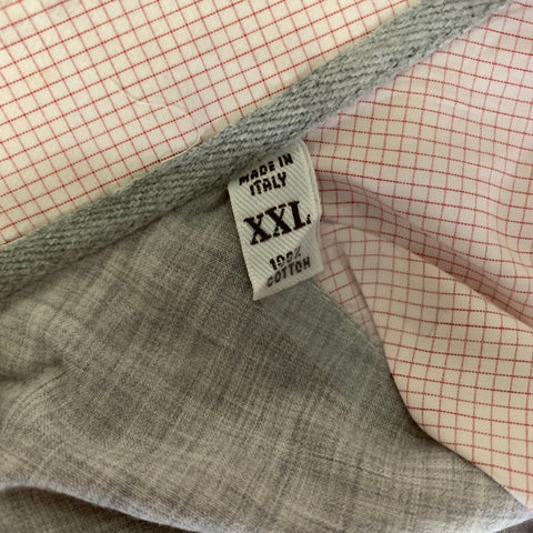 BRUNELLO CUCINELLI Size XXL Red White Graph Check Cotton Button Down Long Sleeve Shirt