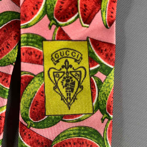 GUCCI Pink Red Watermelon Silk Tie