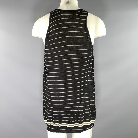 HAIDER ACKERMANN Size M Black White Stripe Cashmere Cotton Tank Top