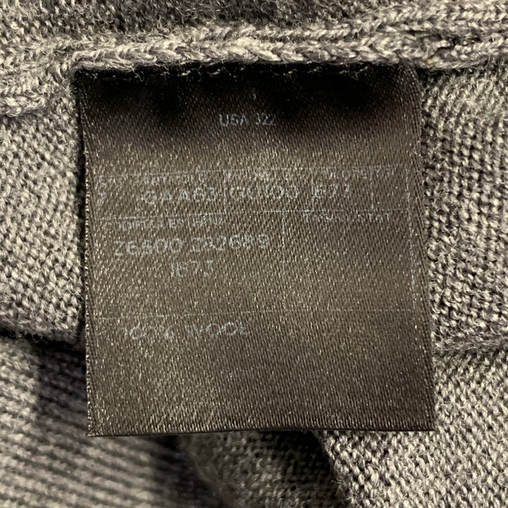 GUCCI Size L Grey Red Green Contrast Trim Wool V-Neck Pullover