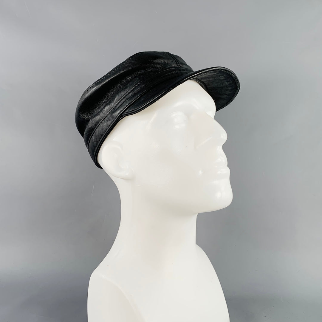 MR. S LEATHER Size M Black Leather Miner Cap Hat