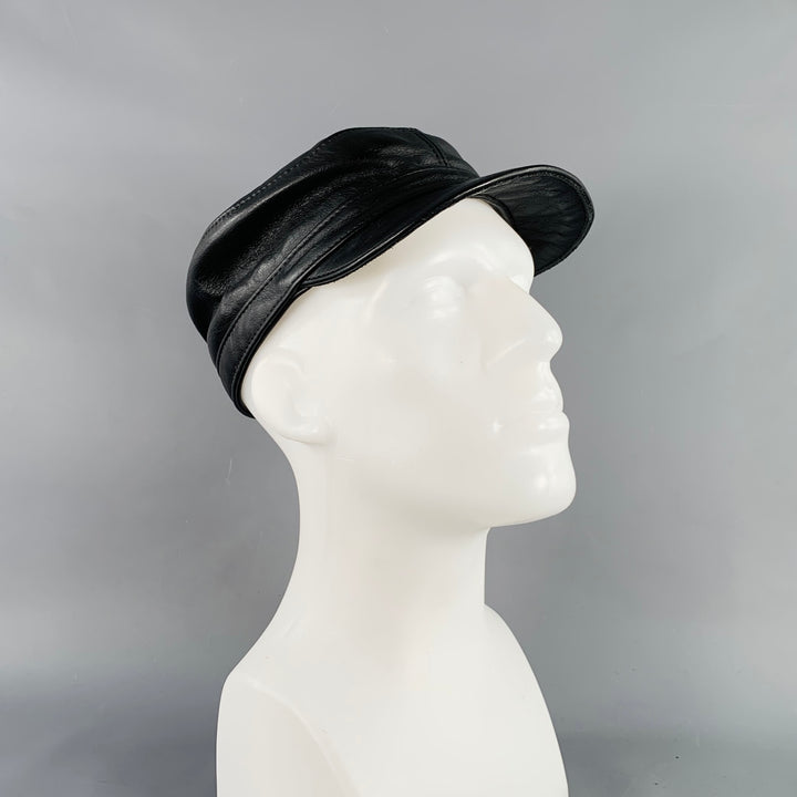 MR. S LEATHER Size M Black Leather Miner Cap Hat