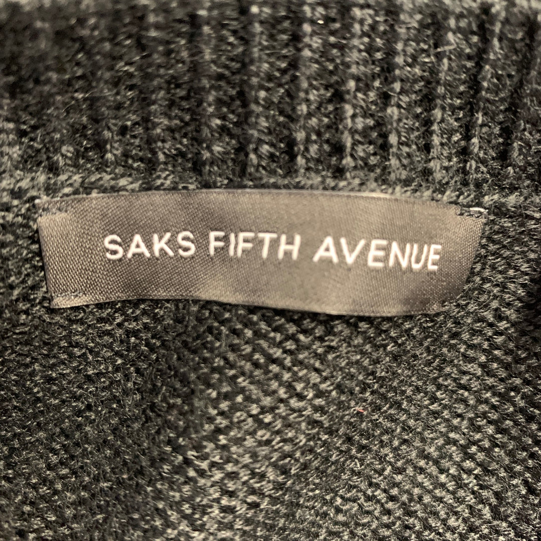 SAKS FIFTH AVENUE Size M Black Blue Yellow Stripe Acrylic Blend Sweater