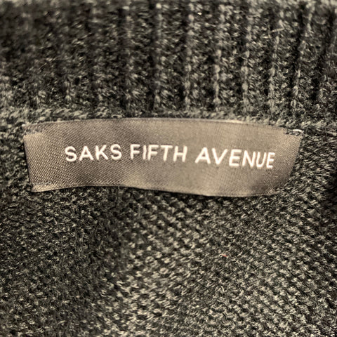 SAKS FIFTH AVENUE Size M Black Blue Yellow Stripe Acrylic Blend Sweater