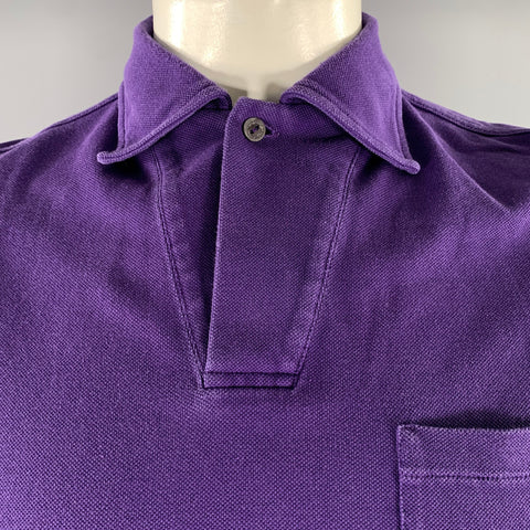 LORO PIANA Size L Purple Cotton Polo