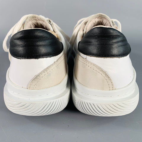BARNEY'S NEW YORK Size 9.5 White Leather Low Top Rubber Sole Sneakers