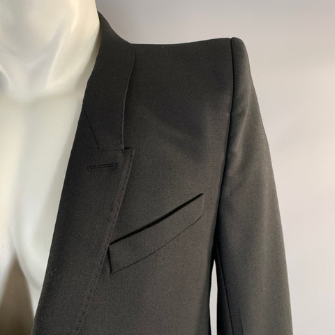 RICK OWENS FW2019 Size 40 Black Polyester & Wool Peak Lapel Coat