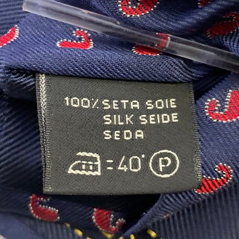 ERMENEGILDO ZEGNA Navy Red Paisley Silk Tie