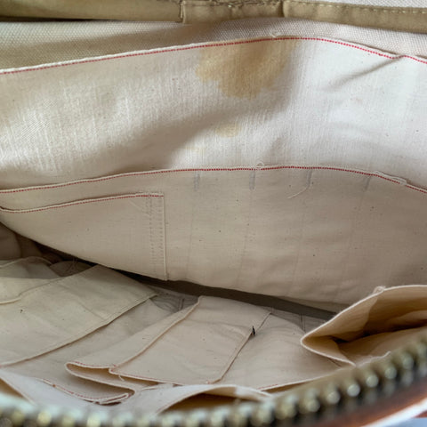 FILSON Cream Tan Canvas Leather Top Handles Crossbody Bag