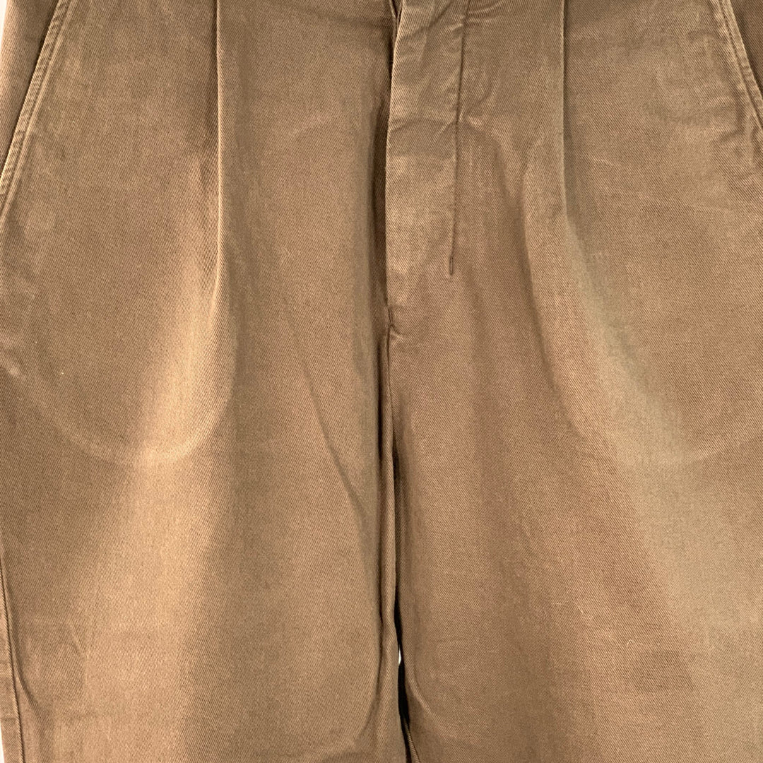 AMI by ALEXANDRE MATTIUSSI Size M Brown Cotton Twill Pleated Tapered Casual Pants