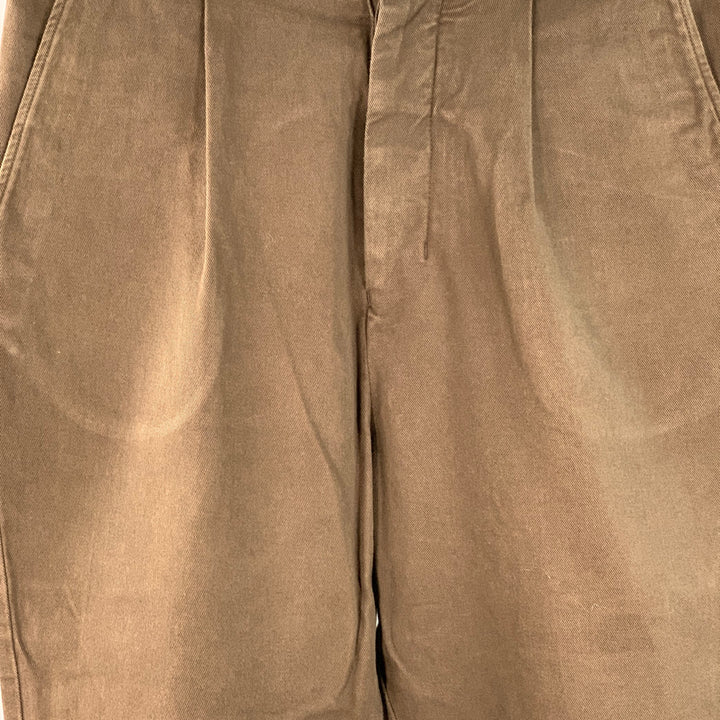 AMI by ALEXANDRE MATTIUSSI Size M Brown Cotton Twill Pleated Tapered Casual Pants
