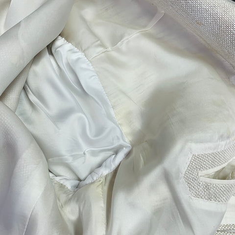 SUIT SUPPLY Size 46 Beige Stone Woven Linen Double Breasted Peak Lapel Coat
