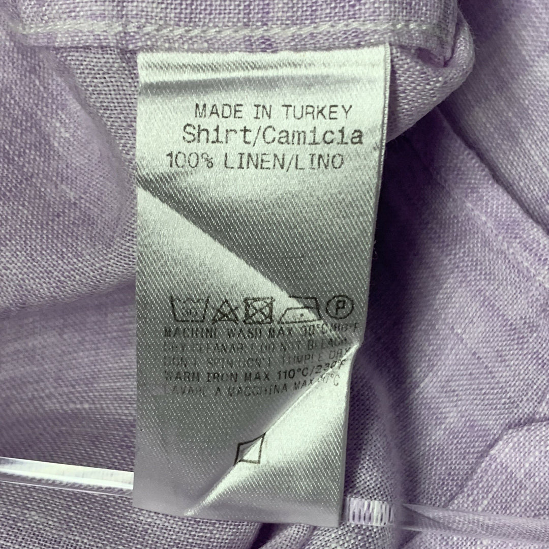 ERMENEGILDO ZEGNA Size XL Purple Lavender Linen One Pocket Long Sleeve Shirt