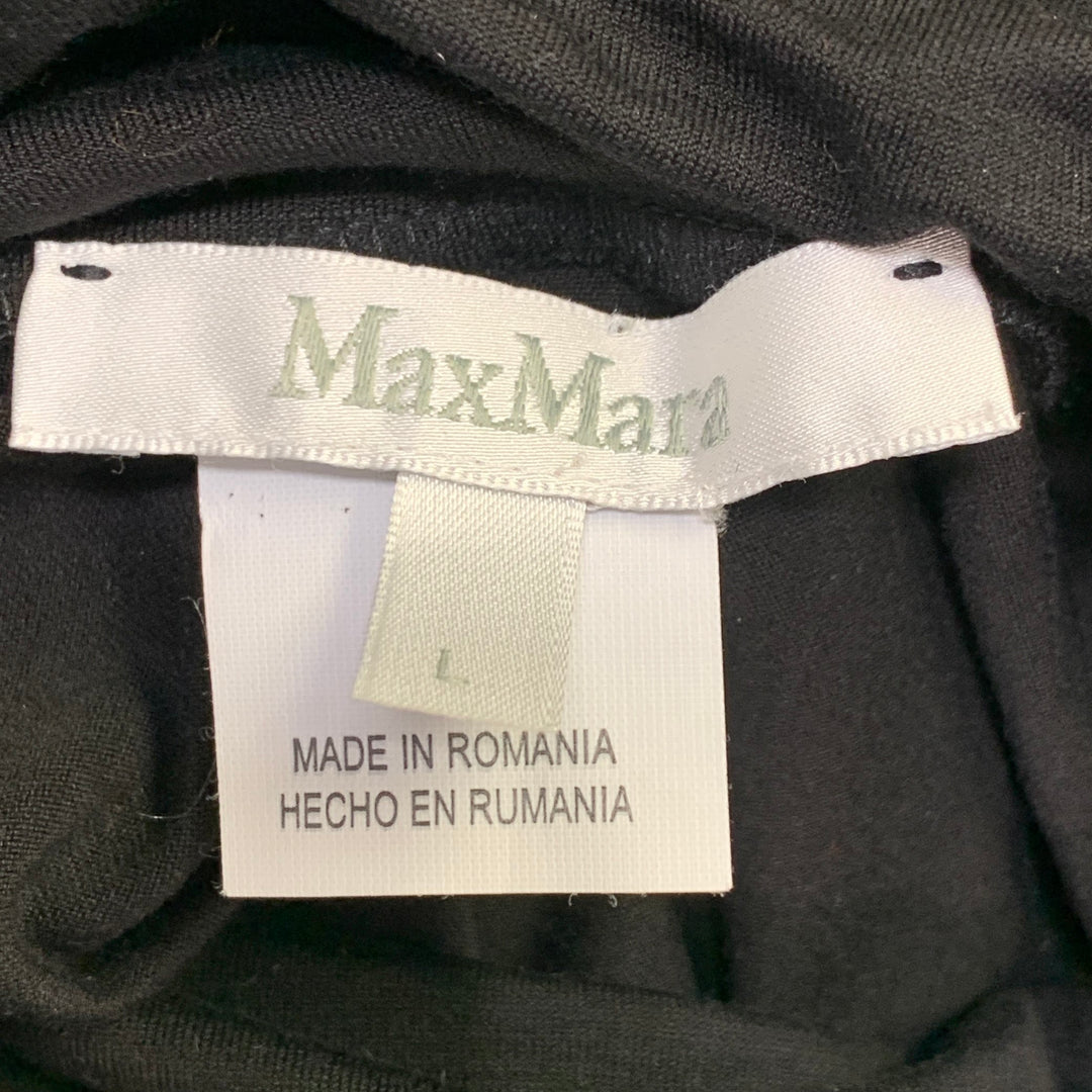 MAX MARA Size L Black Viscose Blend Mock Neck Pullover