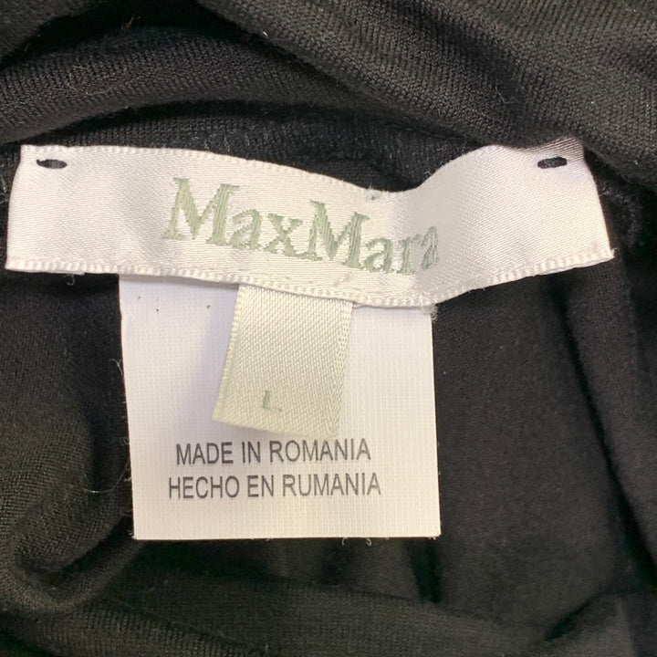 MAX MARA Size L Black Viscose Blend Mock Neck Pullover