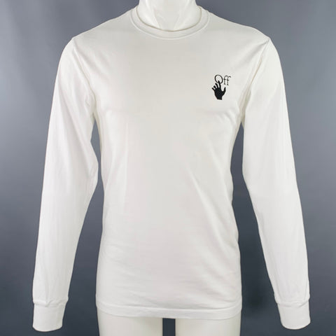 OFF-WHITE Size M White Black Graphic Cotton Long Sleeve T-shirt