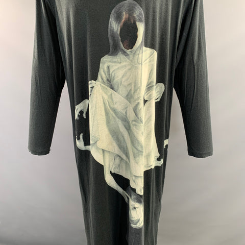 BLACK SCANDAL by YOHJI YAMAMOTO SS2020 Size M Grey Graphic Cotton & Rayon Tunic