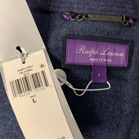 RALPH LAUREN Size L Navy Glen Check Wool/Polyestar/Cashmere Flight Jacket