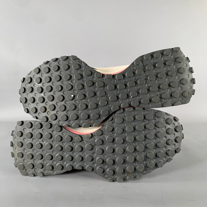 NEW BALANCE 327 Size 12 Black Cream & Pink Logo Canvas Runner Sneakers