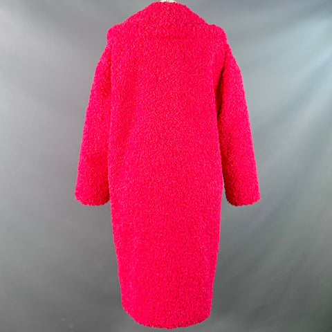 ALICE + OLIVIA Size XS Fuchsia Pink Polyester Faux Fur Shawl Collar Teddy Coat